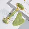 Natural Facial Massager Face Roller Gua Sha Scraper Double Heads Jade Stone Roller Skin Care Rose Quartz Massage for Face Body - Green