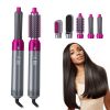 Household 5 in 1 Hot Air Comb Automatic Curling Stick Curling And Straightening Hair Comb Hair Dryer - purple