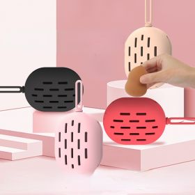 1 Pack Beauty Egg Silicone Storage Bag Dryer Cosmetics Makeup Loofah Puff Rack Storage Box Shelf Storage Tool - Black