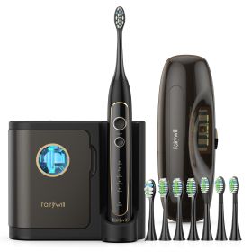 Electric Toothbrush Rechargeable Wireless UV Sanitizing Travel Case, Sonic Electric Toothbrush USB Waterproof IPX7 - Black