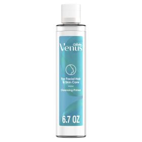 Gillette Venus Facial Hair & Skin Care Cleansing Primer for Derma-Plane Prep, 6.7 oz, Blue, All Skin - Gillette