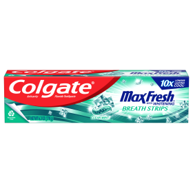 Colgate Max Fresh Whitening Toothpaste with Mini Breath Strips;  Clean Mint;  6.3 oz Tube - Colgate