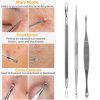 5 Pcs Blackhead Remover Kit Pimple Comedone Extractor Tool Set Stainless Steel - Black