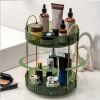 360° Rotating Makeup Organizer - DIY Adjustable Carousel Spinning Holder Rack - Large Capacity Cosmetic Storage Box - Golden - 2 Layers