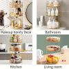 360° Rotating Makeup Organizer - DIY Adjustable Carousel Spinning Holder Rack - Large Capacity Cosmetic Storage Box - Golden - 2 Layers