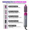 Household 5 in 1 Hot Air Comb Automatic Curling Stick Curling And Straightening Hair Comb Hair Dryer - purple