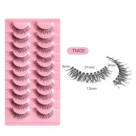 Sharpen Eyelashes Fish Line Transparent Stem 10 Pairs Natural Cross (Option: Transparent stems TM08)