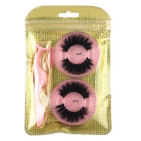 False Eyelashes Mink Hair Natural Bushy Round Set Beauty Tools (Option: Pink-105round)