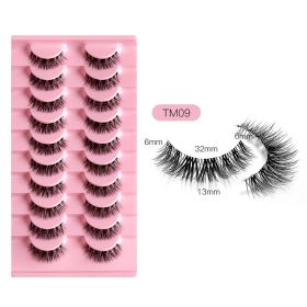 Sharpen Eyelashes Fish Line Transparent Stem 10 Pairs Natural Cross (Option: Transparent stems TM09)