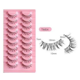 Sharpen Eyelashes Fish Line Transparent Stem 10 Pairs Natural Cross (Option: Transparent stems TM04)