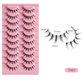 Sharpen Eyelashes Fish Line Transparent Stem 10 Pairs Natural Cross (Option: Transparent stems TM01)