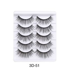 5 Pairs Of Natural Curly And Dense Three-dimensional Simulation 3D False Eyelashes (Option: 3D51)