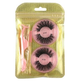 False Eyelashes Mink Hair Natural Bushy Round Set Beauty Tools (Option: Pink-109round)