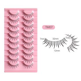 Sharpen Eyelashes Fish Line Transparent Stem 10 Pairs Natural Cross (Option: Transparent stems TM07)